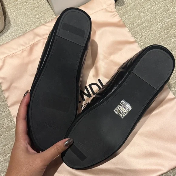 Fendi Black Embossed Women’s Loafers - Picture 3 of 5
